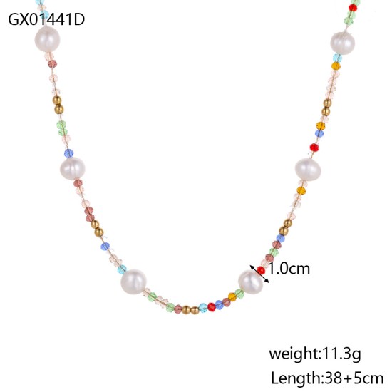 Natural stone stainless steel necklace