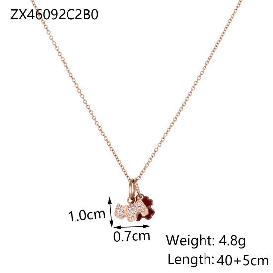 Colored crystal pendant stainless steel necklace