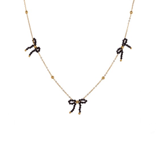 Moon Bow Natural Stone Stainless Steel Necklace