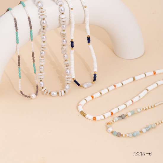 Beaded stainless steel necklace