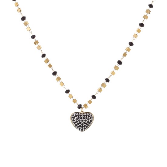 Colored crystal pendant stainless steel necklace