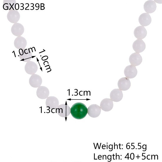 Natural stone stainless steel necklace