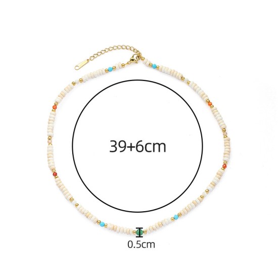 Natural stone pendant stainless steel necklace