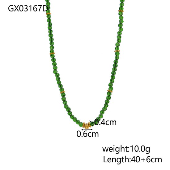 Natural stone bead pearl stainless steel necklace