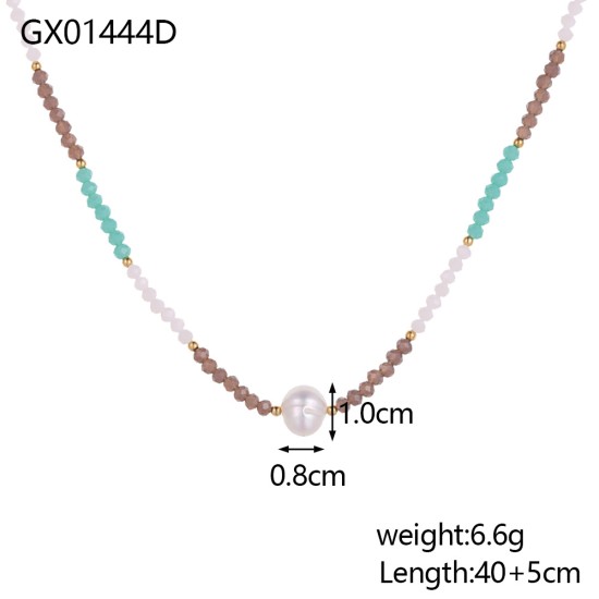 Beaded stainless steel necklace