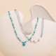 Beaded natural stone stainless steel necklace