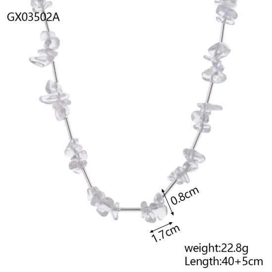 Crystal crushed stone stainless steel necklace