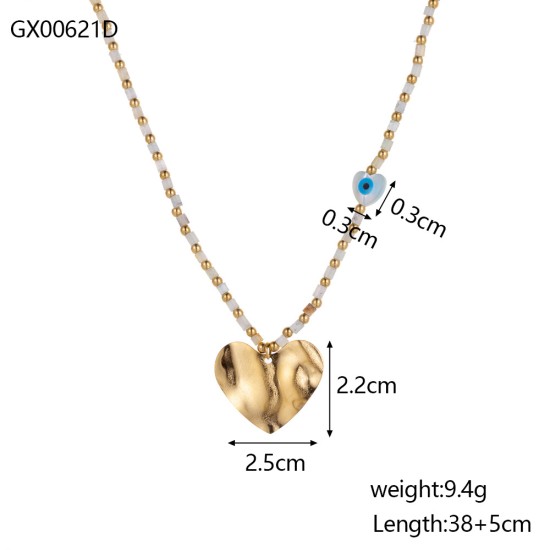 Natural stone pendant stainless steel necklace