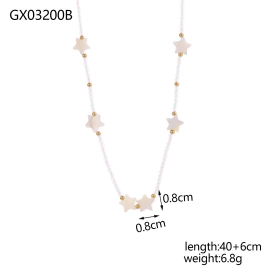 Natural stone crystal stainless steel necklace