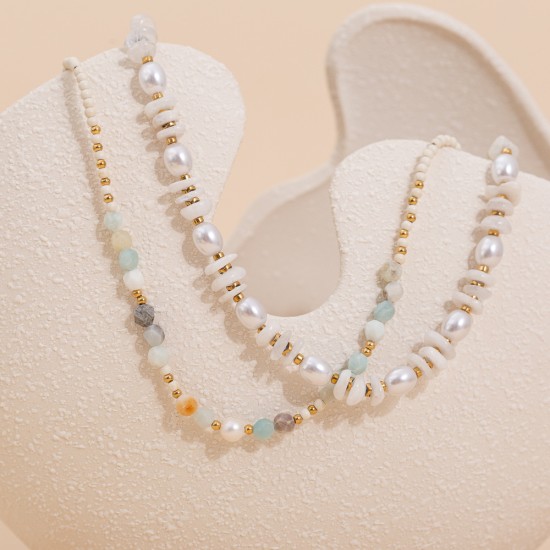 Beaded stainless steel necklace