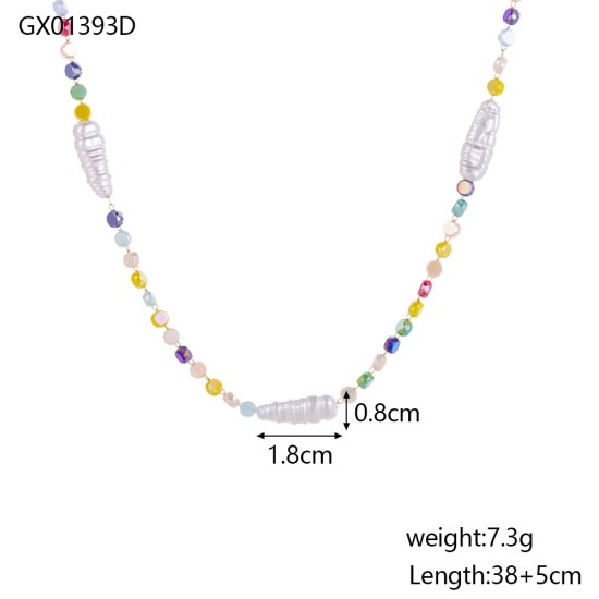 Natural stone stainless steel necklace