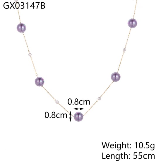 Natural stone stainless steel necklace