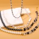 Beaded natural stone stainless steel necklace