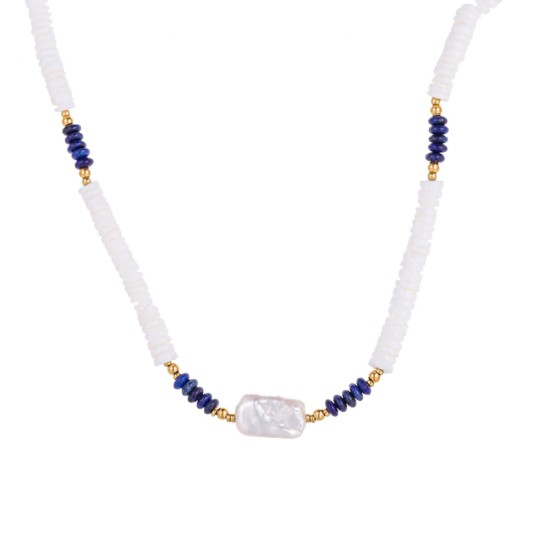 Beaded stainless steel necklace