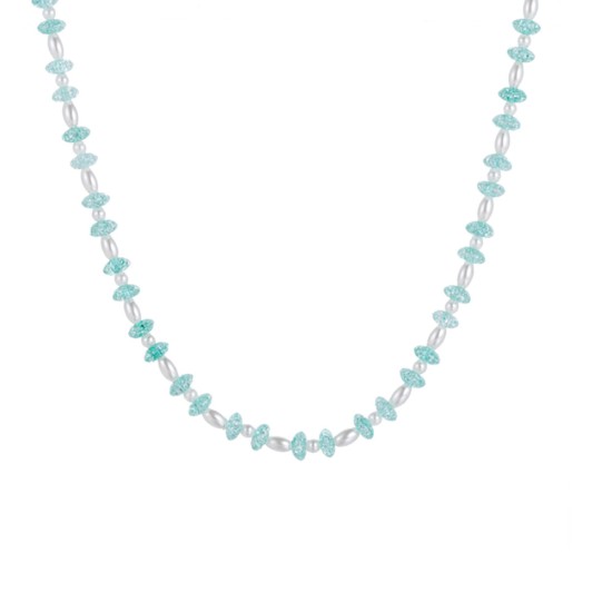 Beaded natural stone stainless steel necklace