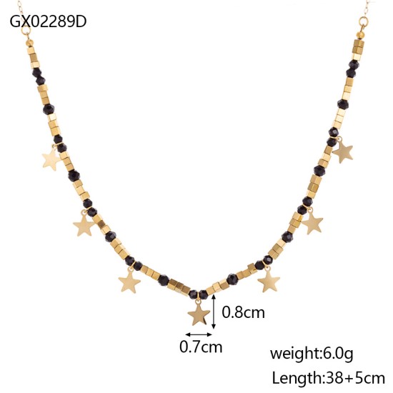 Natural stone pendant stainless steel necklace